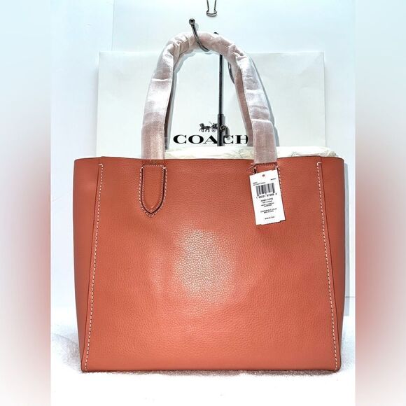 🔥🎁NWT! Coach DERBY Tote Handbag Pebble Leather Coral Msrp:$350.00 - Picture 4 of 12